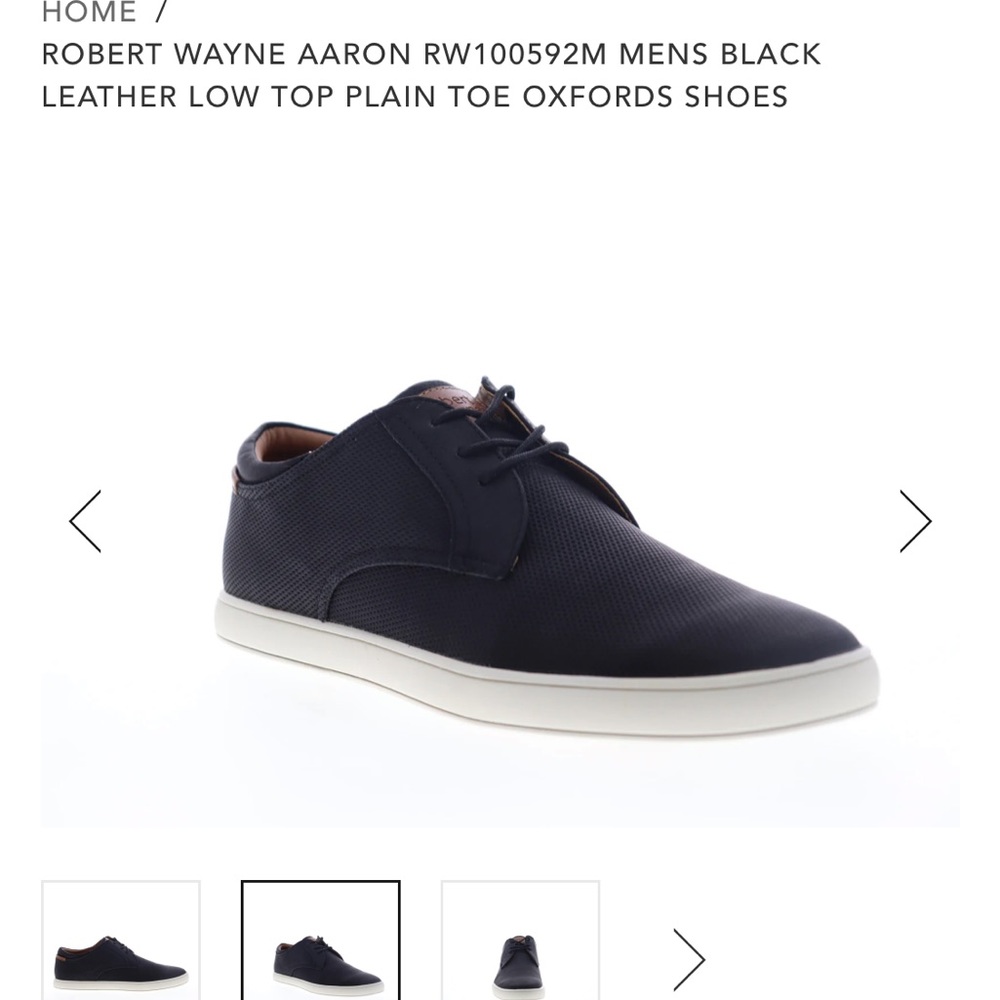 ROBERT WAYNE AARON MENS BLACK LEATHER LOW TOP PLAIN TOE OXFORDS SHOES